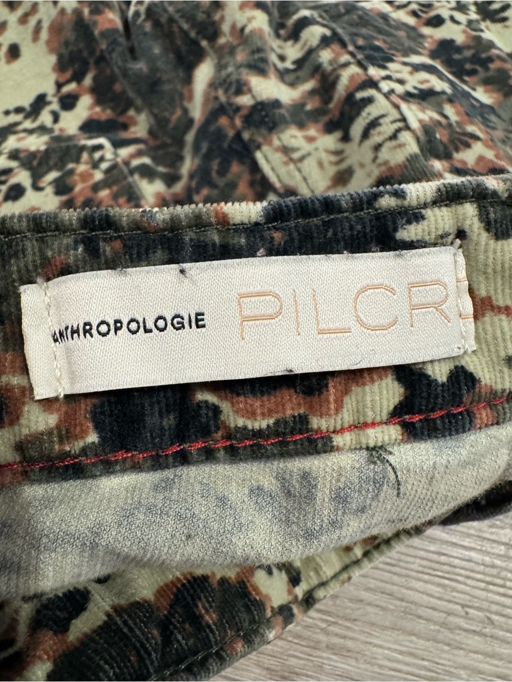Anthropologie Pilcro high-rise skinny camo corduroy pants w/ texture - Picture 3 of 10